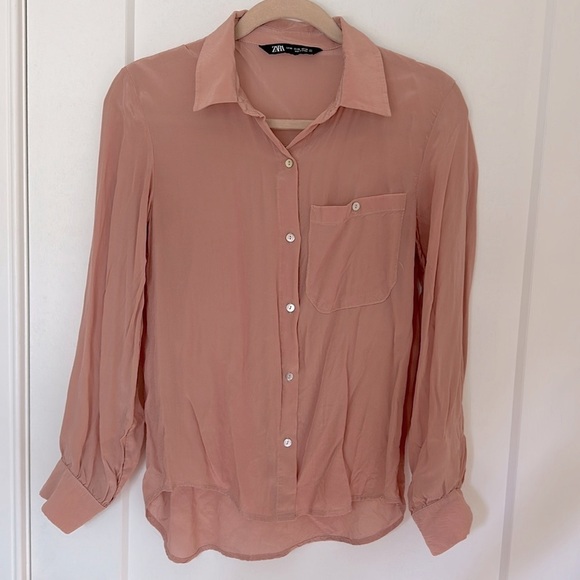 ZARA dusty pink button up top! - Picture 1 of 5